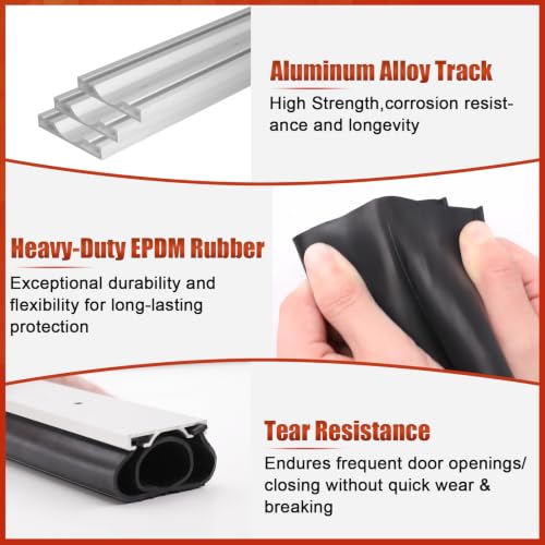 Garage Door Bottom Seal, 18FT EPDM Weather Stripping with Aluminum Track - color: With Aluminum Tracks, size: 18 Feet