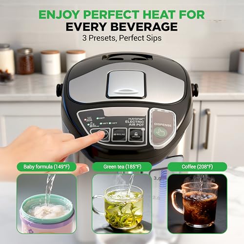NutriChef Electric Water Boiler and Warmer - 5L/5.28 Qt Stainless Steel Hot Water Dispenser w/Rotating Base, Keep Warm Temperature Set, Auto Shut Off, Safety Lock, Instant Heating for Coffee & Tea - size: 5.3 Quarts