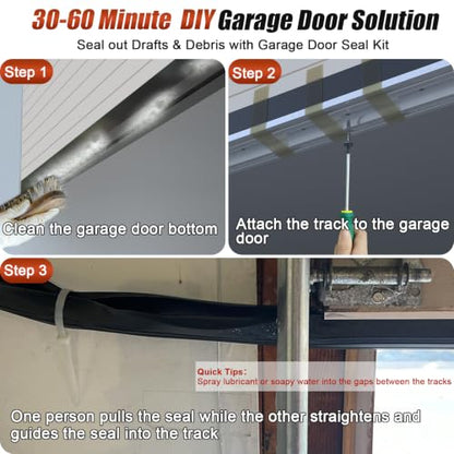 Garage Door Bottom Seal, 16.5FT EPDM Weather Stripping with Aluminum Track - color: With Aluminum Tracks, size: 16.5 Feet