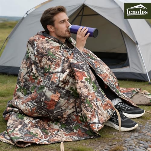 Lenotos Woobie Blanket, Thermal Insulated Military Poncho Liner, Water-Resistant, Portable, Insulation, for Hiking, Survival with Compression Carry Bag (Tree Camo Bionic) - color: Tree Camo Bionic
