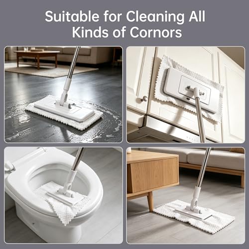 2‑in‑1 Snap Grip Mini Mop with 5 Reusable Cloths, Zero Touch No Wash Lazy Mop, Suitable for Wet/Dry Floors, House Wall, Windows, Corners,Versatile and Efficient - size: Mini Mop with 5 Reusable Cloths