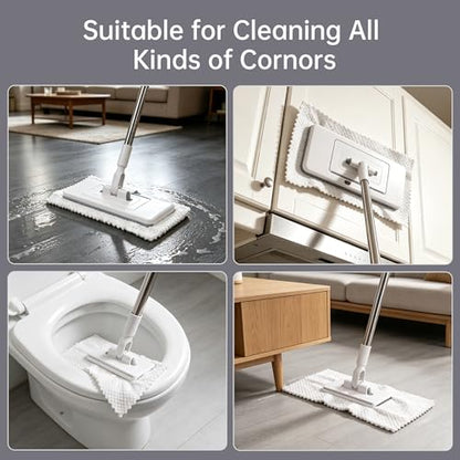 2‑in‑1 Snap Grip Mini Mop with 5 Reusable Cloths, Zero Touch No Wash Lazy Mop, Suitable for Wet/Dry Floors, House Wall, Windows, Corners,Versatile and Efficient - size: Mini Mop with 5 Reusable Cloths