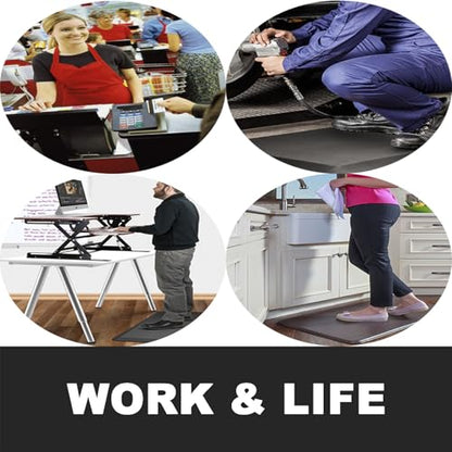 4/5 Inch Kitchen Mat Cushioned Anti Fatigue Rug Standing Desk Mats (Black) - size: 40"L x 17"W x 0.8"Th