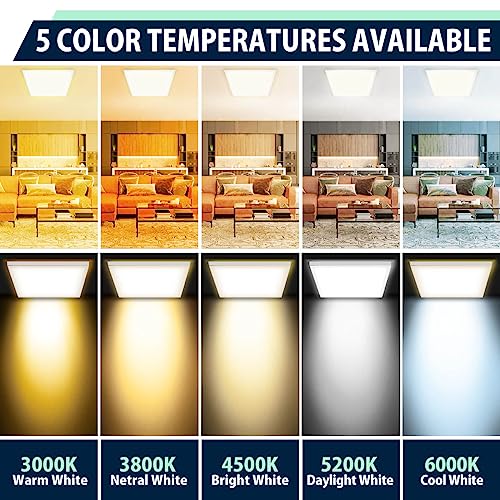 Allsmartlife 2x2 LED Flat Panel Light 6-Pack, Dimmable, 5CCT Options (3000K-6000K), 24W/30W/40W, Back-Lit 2x2FT LED Troffer Light Drop Ceiling for Commercial Office, ETL - size: 6-Pack