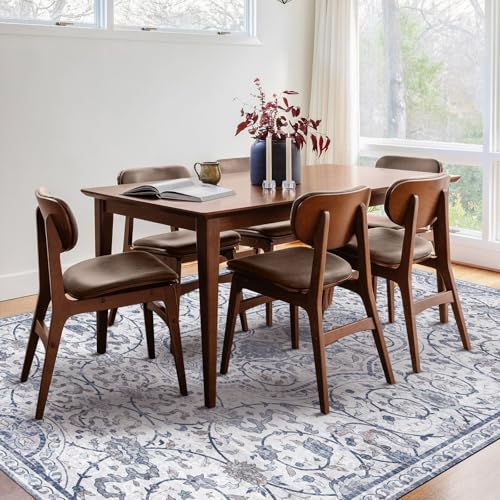Area Floor Mat for Under Dining Table, 4'x6' Waterproof PVC Floor Rug - color: Floral, size: 4' x 6'