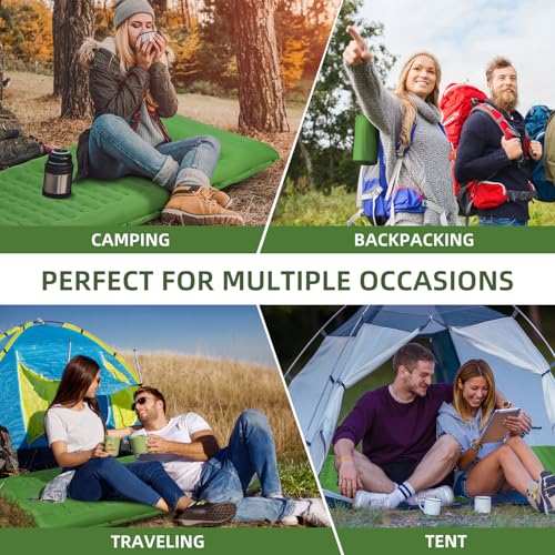 FNARMW Camping Sleeping Pad, Extra Thick 5 Inch Camping Mat with Pillow Built-in Foot Pump Inflatable Sleeping Pads Compact for Camping Backpacking Hiking Traveling Tent（Green） - color: Green