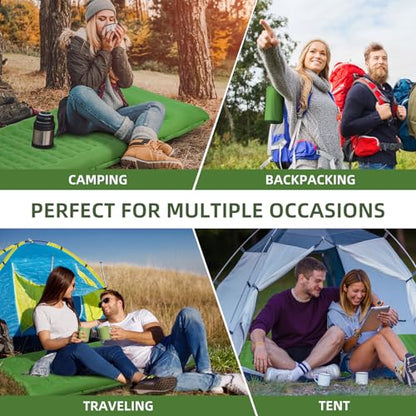 FNARMW Camping Sleeping Pad, Extra Thick 5 Inch Camping Mat with Pillow Built-in Foot Pump Inflatable Sleeping Pads Compact for Camping Backpacking Hiking Traveling Tent（Green） - color: Green