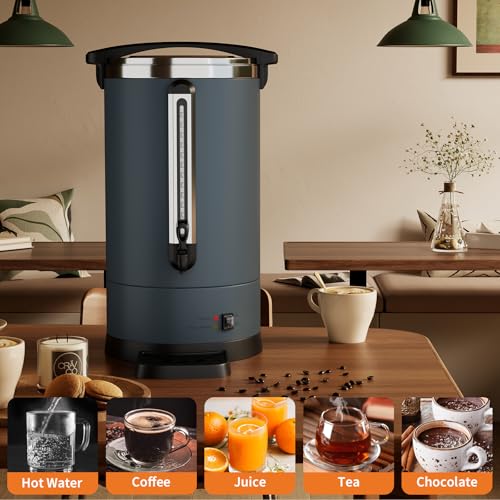 Garvee 14 L/100 Cups Coffee Urn-3.8 gal Double Wall Commerical Coffee Maker for Buffet Catering Wedding Gathering,Large Capacity Hot Coffee Dispenser,Stainless Steel Hot Water Urn-Grey - color: Gray, size: 100 Cups/14L