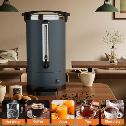 Garvee 14 L/100 Cups Coffee Urn-3.8 gal Double Wall Commerical Coffee Maker for Buffet Catering Wedding Gathering,Large Capacity Hot Coffee Dispenser,Stainless Steel Hot Water Urn-Grey - color: Gray, size: 100 Cups/14L