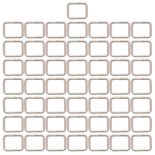 BIKICOCO Metal Rectangle Ring Buckles Square Strap Webbing Belt Rings for Bag Purse Non Welded 3/4 x 5/8 Inch - color: Silver X 50 Pcs