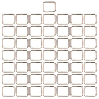 BIKICOCO Metal Rectangle Ring Buckles Square Strap Webbing Belt Rings for Bag Purse Non Welded 3/4 x 5/8 Inch - color: Silver X 50 Pcs