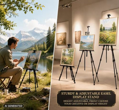 MXG Aluminum Art Easel,Professional Black Display Easel for Painting&Sign - color: black