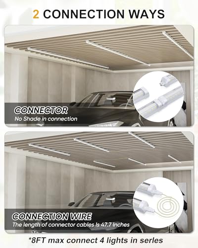 8FT 10 Pack LED Shop Lights, 120W 19200LM 6000K Garage Lighting - size: 19200LM-10Pack-300° Wide Beam