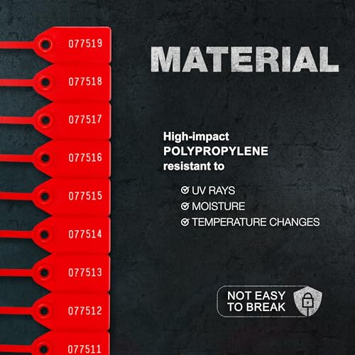 250 Plastic Tamper Seals, Numbered Zip Ties, Fire Extinguisher, Red - size: 250 PCS