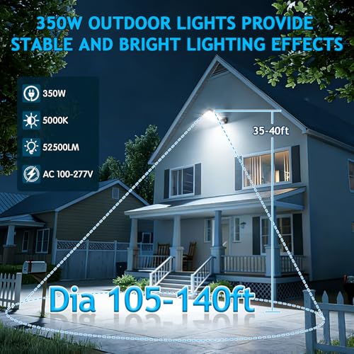 LED Parking Lot Light Dusk to Dawn Photocell 52500LM 5000K 3Pack - size: 350W/Wall Mount/3PC