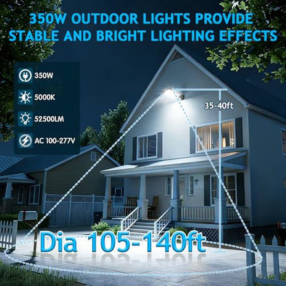 LED Parking Lot Light Dusk to Dawn Photocell 52500LM 5000K 3Pack - size: 350W/Wall Mount/3PC