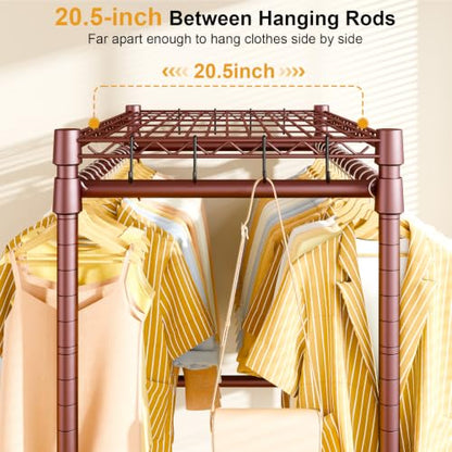 ULIFHOME Rolling Clothes Rack, Clothing Racks for Hanging Clothes, Bronze - color: Bronze, size: P4 Plus