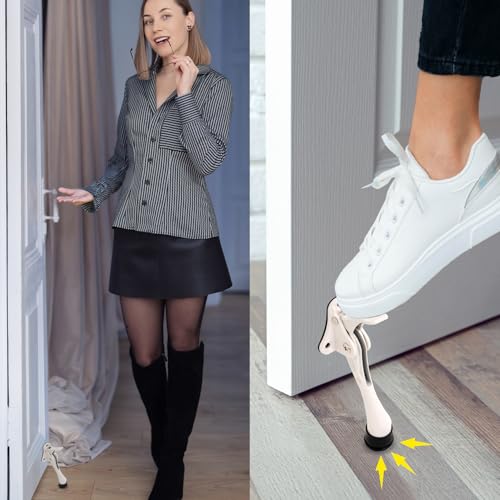Kickdown One Touch Door Stopper 4 inch - Durable Heavy-Duty Design with Anti-Slip Door Holder Door Stop (White, Stopper x 3pack) - color: White, size: Stopper x 3pack