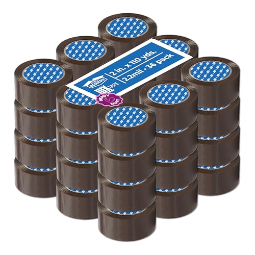 The Boxery 2" x 110 Yards Tan Packing Tape – 36 Roll Carton – Strong Industrial Grade Adhesive for Shipping, Moving & Packaging – Heavy Duty 2.2 Mil Box Sealing Tape - color: Tan, size: 2"x110 yds - 2.2 mil.