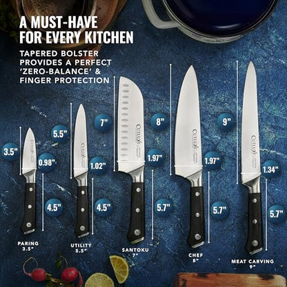 Cutluxe Kitchen Knives, 5-Piece Chef Knife Set – Razor Sharp German Steel - size: 5 Pcs Knife Set without Block