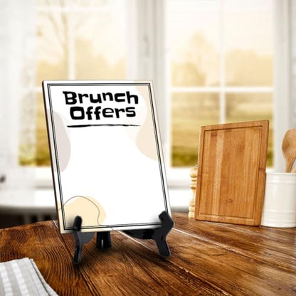 Brunch Offers 6x8 Dry Wipe Table Sign Easy Installation | Restaurant & Bar | Perfect To Clearly Direct Customers & Advertise Specials | No Pen Included - style: Brunch Offers