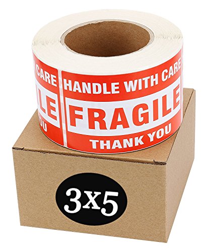 SJPACK Fragile Stickers 3'' x 5'' 1 Roll 500 Labels Fragile - Handle with Care - Thank You Shipping Labels Stickers (500 Labels/Roll) - size: 1 Roll
