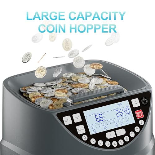Aneken Coin Counter & Sorter for U.S. Coins, 3.5-Inch TFT Display