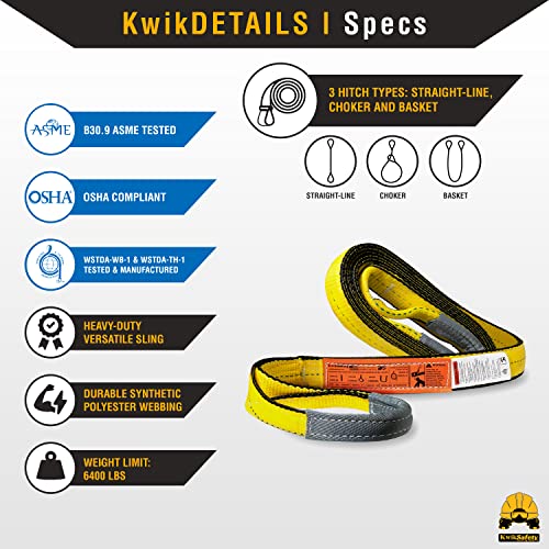 KwikSafety - Charlotte, NC - Mighty Sumo 2”x 4’ Poly Web Sling Lifting Strap Construction ASME OSHA / 6400lbs Vertical 5100lbs Choker 12800lbs Basket/Rigging Moving Towing Hoisting Gear - size: 2"x4' | 6400 lbs