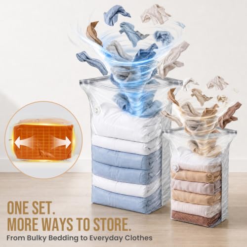 TAILI Cube Vacuum Storage Bags, 8 Pack Combo (3 Jumbo +5 Medium) - color: Cream, size: 8 Combo