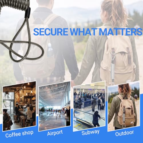 Security Cable Lock 2 Pack, 5FT Self-Coiling Stainless Steel Double Loop Cable, Flexible Anti-Theft Wire for Luggage, Bike, Helmet & Travel Gear (Black) - color: Black
