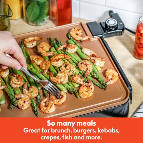 bella XL 12"x22" Electric Ceramic Titanium Non-Toxic Griddle, Copper/Black - color: Copper