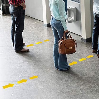 EVQ Yellow Arrow Floor Sticker Tape 3 x 6 Inch Directional Vinyl 200 PCS - color: Yellow, size: 3"×6"