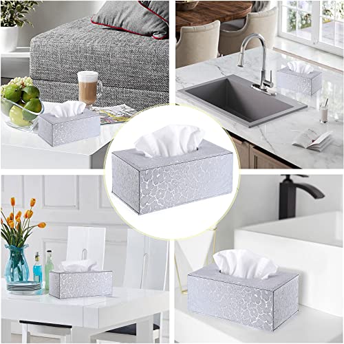 Sumnacon Rectangle Tissue Box Cover with Magnetic Bottom,Whaterproof,Silver - color: Silver, size: Medium