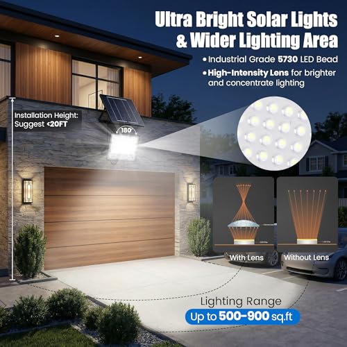 2-Pack 100W Solar Flood Light Outdoor 21000LM 6500K LED Street Light with Remote, IP66 Waterproof Dusk to Dawn Outdoor Security Lighting, 13FT Cable Splitted Solar Light for Parking Lot Yard Garage - size: 2-Pack(100)