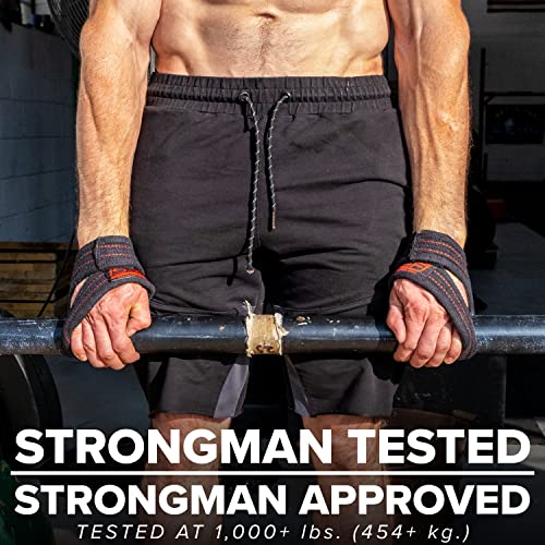 SERIOUS STEEL FITNESS Red Figure 8 Lifting Straps | Deadlift & Strongman Axle Straps - 3 Sizes - color: Black, size: (60 CM - Less than 7.25" Wrist)