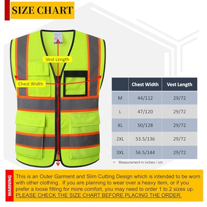Reflective Safety Vest for Men Women Hi Vis Vest with 8 Pockets High Visibility Mesh Reflective Vest Meets ANSI/ISEA Standards (Yellow-07, Medium) - color: Yellow, size: Medium