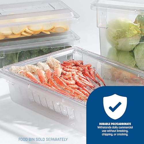 Carlisle FoodService Products Storplus Food Storage Container Colander with Stackable Design for Catering, Buffets, Restaurants, Polycarbonate (Pc), 26 x 18 Inches, Clear