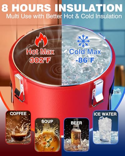 PYY Insulated Beverage Dispenser 8 Gallon - Hot Drink Dispenser with 304 Stainless Steel Interior & Spout, Commercial Thermal Container for Hot and Cold Drink, Portable Outdoors Water Cooler Jug - size: 8 Gallon