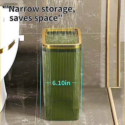 Bathroom Trash Cans with Lids, 2.6 Gallon (Green) - color: Green, style: Top and Bottom Opening