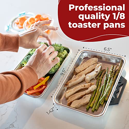 KITCHENATICS Toaster Oven Pan Nonstick Aluminum Small Tray Set of 2 - size: 9.5" x 6.5" (1/8 Sheet Pans) - 2 PCS