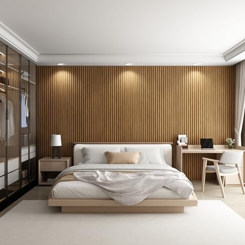 Slat Wall Panel 8-Pack, 108’’x6.1’’, Oak - size: 108’’x6.1’’-Oak