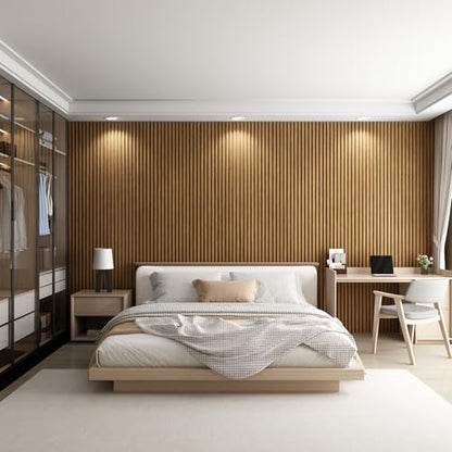 Slat Wall Panel 8-Pack, 108’’x6.1’’, Oak - size: 108’’x6.1’’-Oak