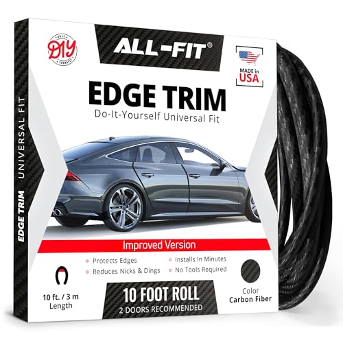 All-Fit Automotive Car Door Edge Protector – Universal DIY Edge Trim to Prevent Scratches & Dings – Flexible Adhesive Molding Trim for Cars, Trucks & SUVs (10 Ft - Carbon Fiber) V2 - color: Carbon Fiber