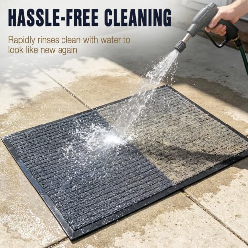 Commercial Floor Mat 4'x5' Grey Heavy Duty Rubber Entrance Rug - size: 4 x 5 feet