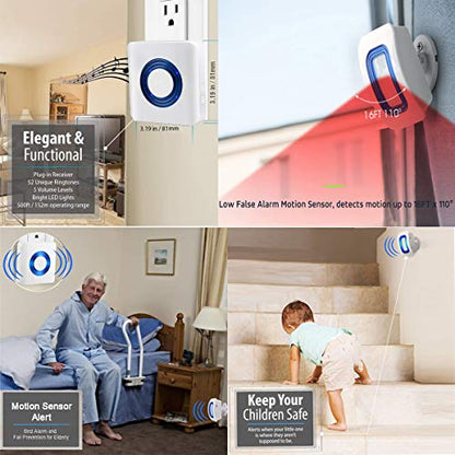Caregiver Pager Wireless Motion Sensor Alert Room Bed Alarm and Fall Prevention for Elderly Dementia Patients (2 Receiver+3 Monitor Motion) - size: 2 Receiver+3 Monitor Motion