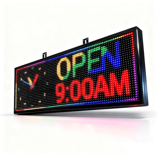 P10 Programmable LED Sign, 40"x14" Scrolling LED Sign for Business, Waterproof LED Display with WIFI & USB Control, 96x32 Pixels SMD Technology Digital Advertising Sign for Shop, Hotel, Store, Restaurant - size: P10 40"x14"