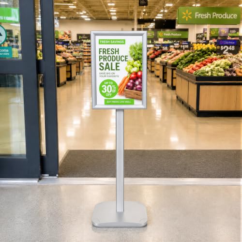 Pedestal Sign Holder Stand 8.5"x11", Heavy Duty Standing Sign Holder - color: Sliver, size: 8.5x11 in