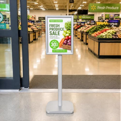 Pedestal Sign Holder Stand 8.5"x11", Heavy Duty Standing Sign Holder - color: Sliver, size: 8.5x11 in