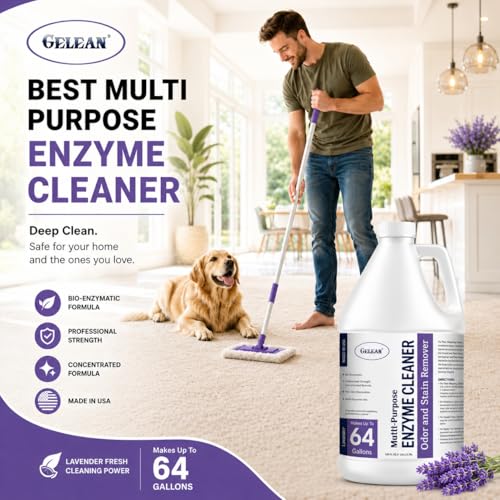 Enzymatic Cleaner Multi-Purpose Enzyme Cleaner for Dog Urine and Poop Carpet | Cat Pee Odor eliminator Pet Urine Enzyme Drain Cleaner | Floors, Carpets, Laundry, Bathrooms, Trash Can Deodorizer, 128oz