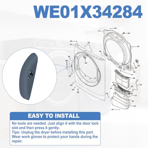 WE01X34284 Door Strike Dark Slate Compatible with GE Dryers Door Latch GFD35ESPY0DS GFD55ESMN0DG GFD65ESMN0SN GFD85ESMN0RS PFD87ESMV0RS, Replace WE01X30017 PS16742773 AP7193619